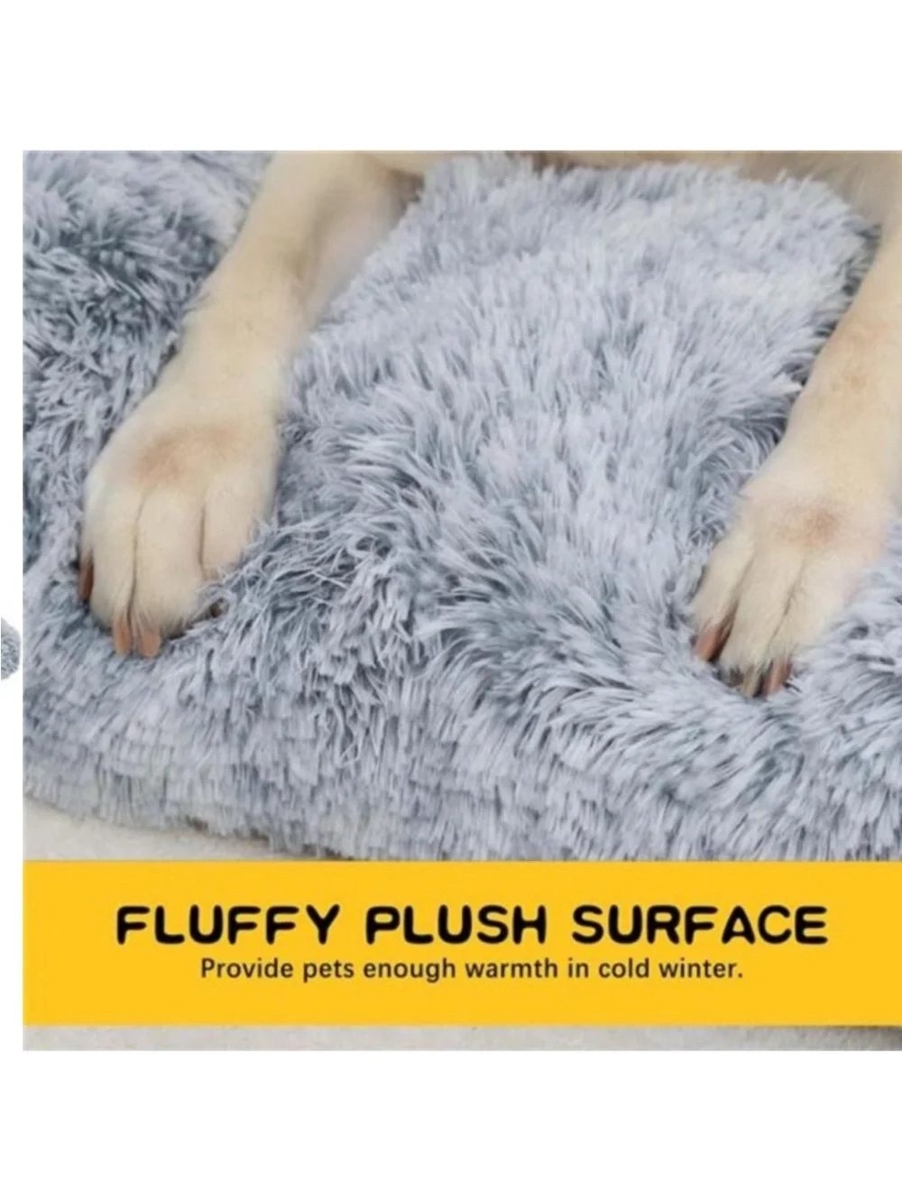 Large Dog Bed Crate PadMat for Medium Dogs&Cats,Fulffy Faux Fur Kennel Pad Comfy